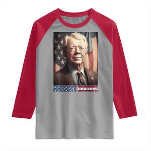 39th President Jimmy Carter Raglan Shirt America's Grandpa Presidents' Day USA Flag Vintage TS02 Sport Gray Red Print Your Wear