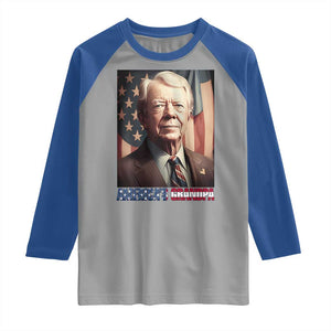 39th President Jimmy Carter Raglan Shirt America's Grandpa Presidents' Day USA Flag Vintage TS02 Sport Gray Royal Print Your Wear