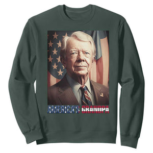 39th President Jimmy Carter Sweatshirt America's Grandpa Presidents' Day USA Flag Vintage TS02 Dark Forest Green Print Your Wear