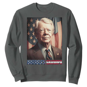 39th President Jimmy Carter Sweatshirt America's Grandpa Presidents' Day USA Flag Vintage TS02 Dark Heather Print Your Wear