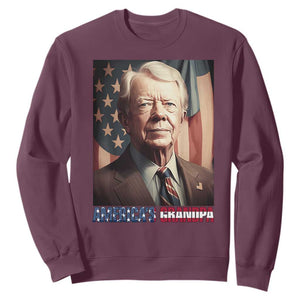 39th President Jimmy Carter Sweatshirt America's Grandpa Presidents' Day USA Flag Vintage TS02 Maroon Print Your Wear