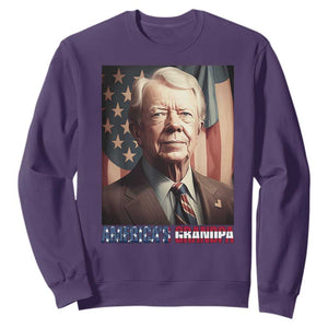 39th President Jimmy Carter Sweatshirt America's Grandpa Presidents' Day USA Flag Vintage TS02 Purple Print Your Wear