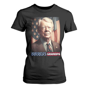 39th President Jimmy Carter T Shirt For Women America's Grandpa Presidents' Day USA Flag Vintage TS02 Black Print Your Wear