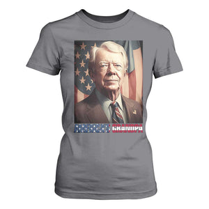 39th President Jimmy Carter T Shirt For Women America's Grandpa Presidents' Day USA Flag Vintage TS02 Charcoal Print Your Wear