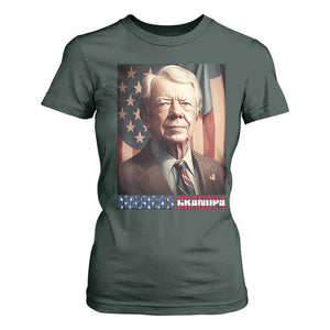 39th President Jimmy Carter T Shirt For Women America's Grandpa Presidents' Day USA Flag Vintage TS02 Dark Forest Green Print Your Wear