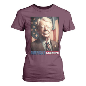 39th President Jimmy Carter T Shirt For Women America's Grandpa Presidents' Day USA Flag Vintage TS02 Maroon Print Your Wear