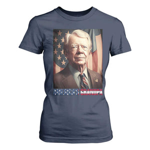 39th President Jimmy Carter T Shirt For Women America's Grandpa Presidents' Day USA Flag Vintage TS02 Navy Print Your Wear