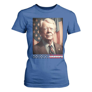 39th President Jimmy Carter T Shirt For Women America's Grandpa Presidents' Day USA Flag Vintage TS02 Royal Blue Print Your Wear