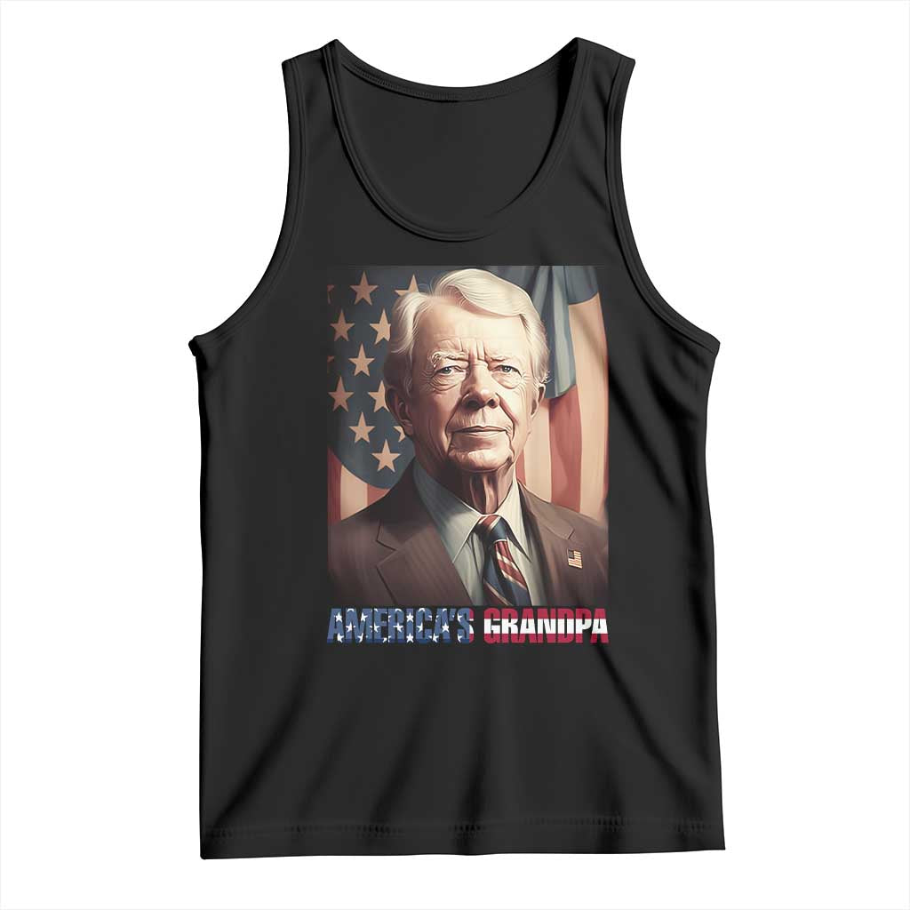 39th President Jimmy Carter Tank Top America's Grandpa Presidents' Day USA Flag Vintage TS02 Black Print Your Wear