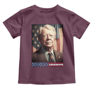 39th President Jimmy Carter Toddler T Shirt America's Grandpa Presidents' Day USA Flag Vintage TS02 Maroon Print Your Wear