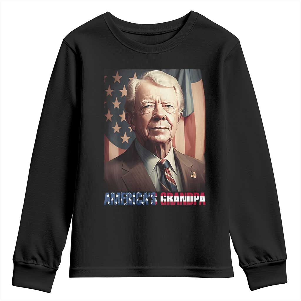 39th President Jimmy Carter Youth Sweatshirt America's Grandpa Presidents' Day USA Flag Vintage TS02 Black Print Your Wear