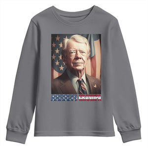 39th President Jimmy Carter Youth Sweatshirt America's Grandpa Presidents' Day USA Flag Vintage TS02 Charcoal Print Your Wear