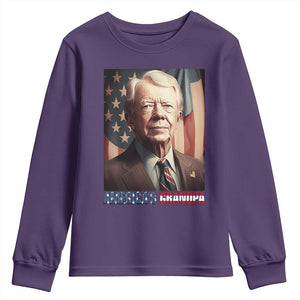 39th President Jimmy Carter Youth Sweatshirt America's Grandpa Presidents' Day USA Flag Vintage TS02 Purple Print Your Wear