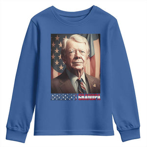 39th President Jimmy Carter Youth Sweatshirt America's Grandpa Presidents' Day USA Flag Vintage TS02 Royal Blue Print Your Wear