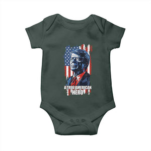 39th President Jimmy Carter Baby Onesie True American Hero US Flag Presidents' Day TS02 Dark Forest Green Print Your Wear