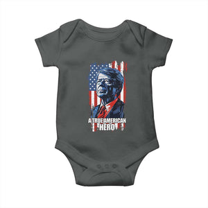 39th President Jimmy Carter Baby Onesie True American Hero US Flag Presidents' Day TS02 Dark Heather Print Your Wear