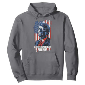 39th President Jimmy Carter Hoodie True American Hero US Flag Presidents' Day TS02 Charcoal Print Your Wear