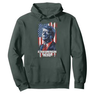 39th President Jimmy Carter Hoodie True American Hero US Flag Presidents' Day TS02 Dark Forest Green Print Your Wear