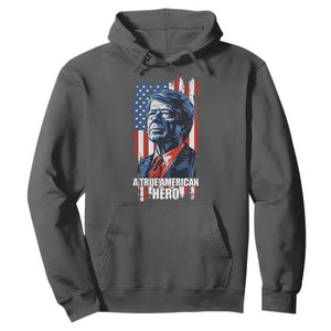 39th President Jimmy Carter Hoodie True American Hero US Flag Presidents' Day TS02 Dark Heather Print Your Wear