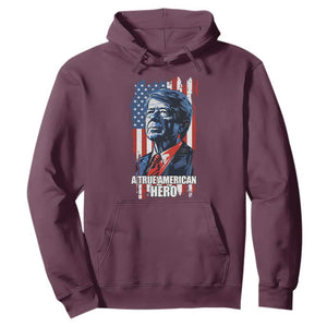 39th President Jimmy Carter Hoodie True American Hero US Flag Presidents' Day TS02 Maroon Print Your Wear