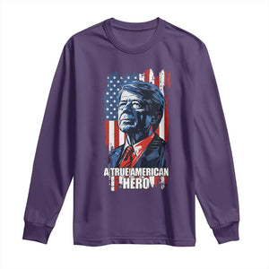 39th President Jimmy Carter Long Sleeve Shirt True American Hero US Flag Presidents' Day TS02 Purple Print Your Wear