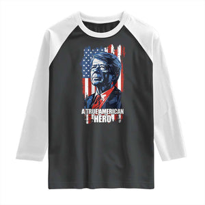 39th President Jimmy Carter Raglan Shirt True American Hero US Flag Presidents' Day TS02 Black White Print Your Wear