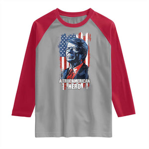 39th President Jimmy Carter Raglan Shirt True American Hero US Flag Presidents' Day TS02 Sport Gray Red Print Your Wear