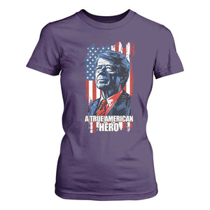 39th President Jimmy Carter T Shirt For Women True American Hero US Flag Presidents' Day TS02 Purple Print Your Wear