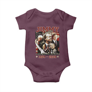 39th President Jimmy Carter Baby Onesie A Legacy Of Peace And Humanity USA Legacy TS02 Maroon Print Your Wear