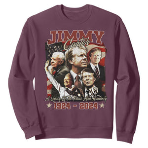 39th President Jimmy Carter Sweatshirt A Legacy Of Peace And Humanity USA Legacy TS02 Maroon Print Your Wear