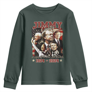 39th President Jimmy Carter Youth Sweatshirt A Legacy Of Peace And Humanity USA Legacy TS02 Dark Forest Green Print Your Wear