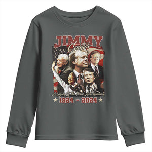 39th President Jimmy Carter Youth Sweatshirt A Legacy Of Peace And Humanity USA Legacy TS02 Dark Heather Print Your Wear