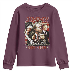 39th President Jimmy Carter Youth Sweatshirt A Legacy Of Peace And Humanity USA Legacy TS02 Maroon Print Your Wear