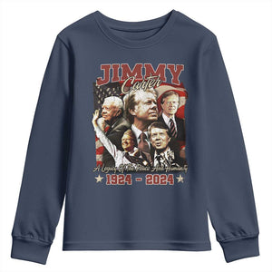 39th President Jimmy Carter Youth Sweatshirt A Legacy Of Peace And Humanity USA Legacy TS02 Navy Print Your Wear