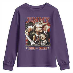 39th President Jimmy Carter Youth Sweatshirt A Legacy Of Peace And Humanity USA Legacy TS02 Purple Print Your Wear