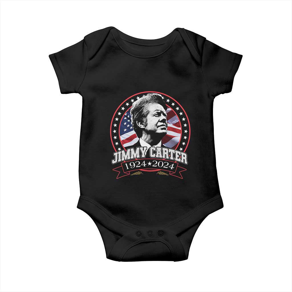 39th President Jimmy Carter Baby Onesie USA Legacy American Flag TS02 Black Print Your Wear