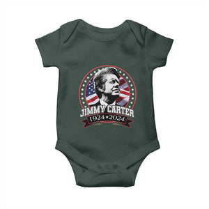 39th President Jimmy Carter Baby Onesie USA Legacy American Flag TS02 Dark Forest Green Print Your Wear