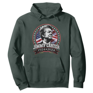 39th President Jimmy Carter Hoodie USA Legacy American Flag TS02 Dark Forest Green Print Your Wear