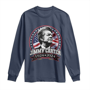 39th President Jimmy Carter Long Sleeve Shirt USA Legacy American Flag TS02 Navy Print Your Wear