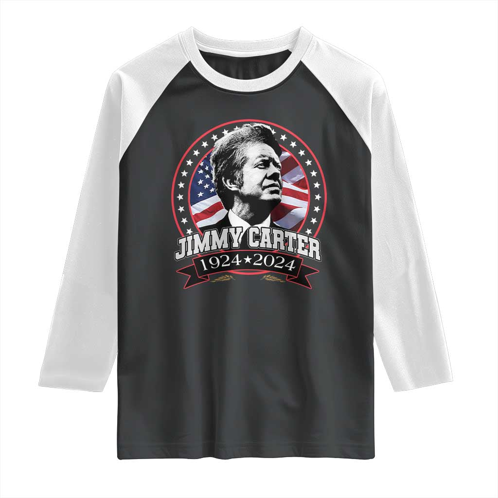 39th President Jimmy Carter Raglan Shirt USA Legacy American Flag TS02 Black White Print Your Wear