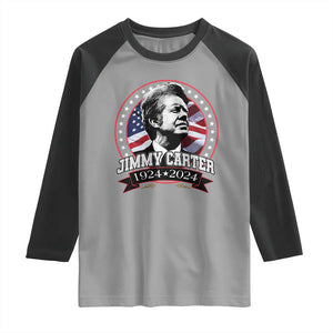 39th President Jimmy Carter Raglan Shirt USA Legacy American Flag TS02 Sport Gray Black Print Your Wear