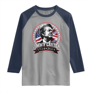 39th President Jimmy Carter Raglan Shirt USA Legacy American Flag TS02 Sport Gray Navy Print Your Wear