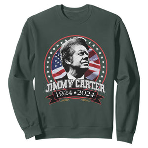 39th President Jimmy Carter Sweatshirt USA Legacy American Flag TS02 Dark Forest Green Print Your Wear