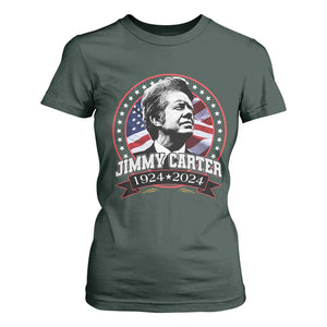 39th President Jimmy Carter T Shirt For Women USA Legacy American Flag TS02 Dark Forest Green Print Your Wear