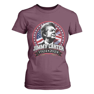 39th President Jimmy Carter T Shirt For Women USA Legacy American Flag TS02 Maroon Print Your Wear