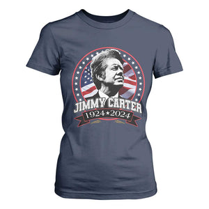 39th President Jimmy Carter T Shirt For Women USA Legacy American Flag TS02 Navy Print Your Wear