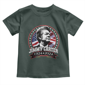 39th President Jimmy Carter Toddler T Shirt USA Legacy American Flag TS02 Dark Forest Green Print Your Wear