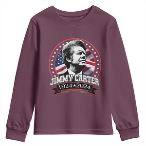 39th President Jimmy Carter Youth Sweatshirt USA Legacy American Flag TS02 Maroon Print Your Wear