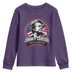 39th President Jimmy Carter Youth Sweatshirt USA Legacy American Flag TS02 Purple Print Your Wear