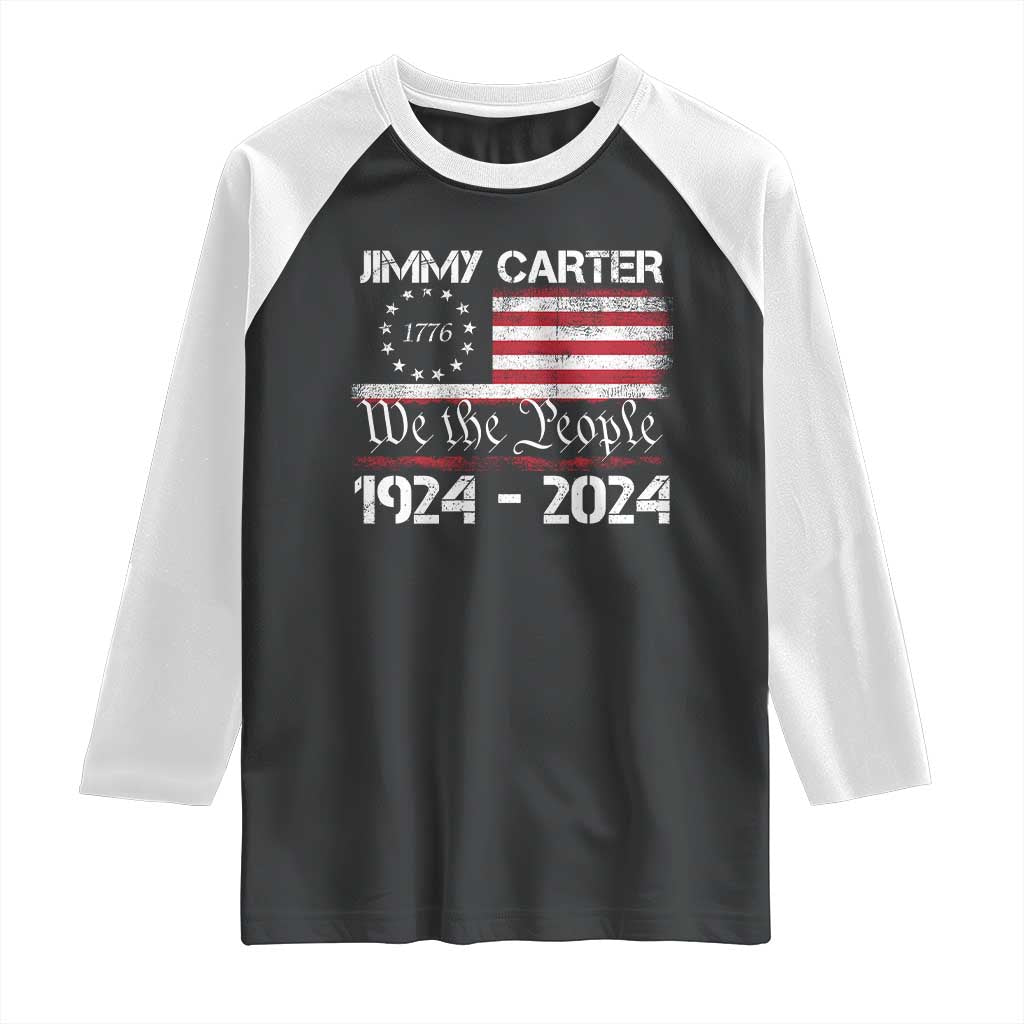 39th President Jimmy Carter Raglan Shirt USA Legacy We The People Betsy Ross Flag TS02 Black White Print Your Wear